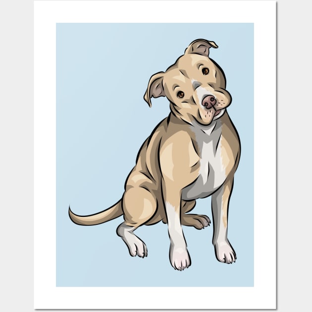 Cute American Pit Bull Terrier | Fawn Wall Art by Shirin Illustration